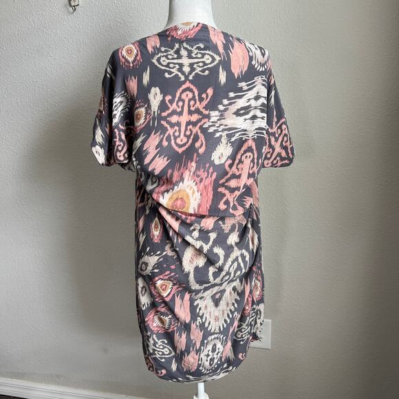 All Saints Spitalfields Audrina Ikat Silk Tunic Dress Women's 8 Gray Mini - Picture 4 of 8
